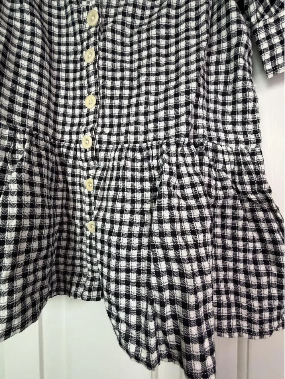 Madewell Black White Gingham Peplum Top Puff Sleeve Cottagecore XXS NWT